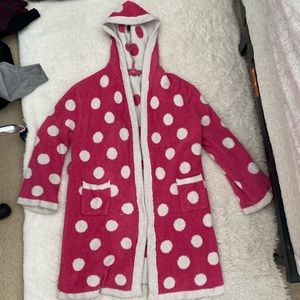 Polka dot pink and white robe